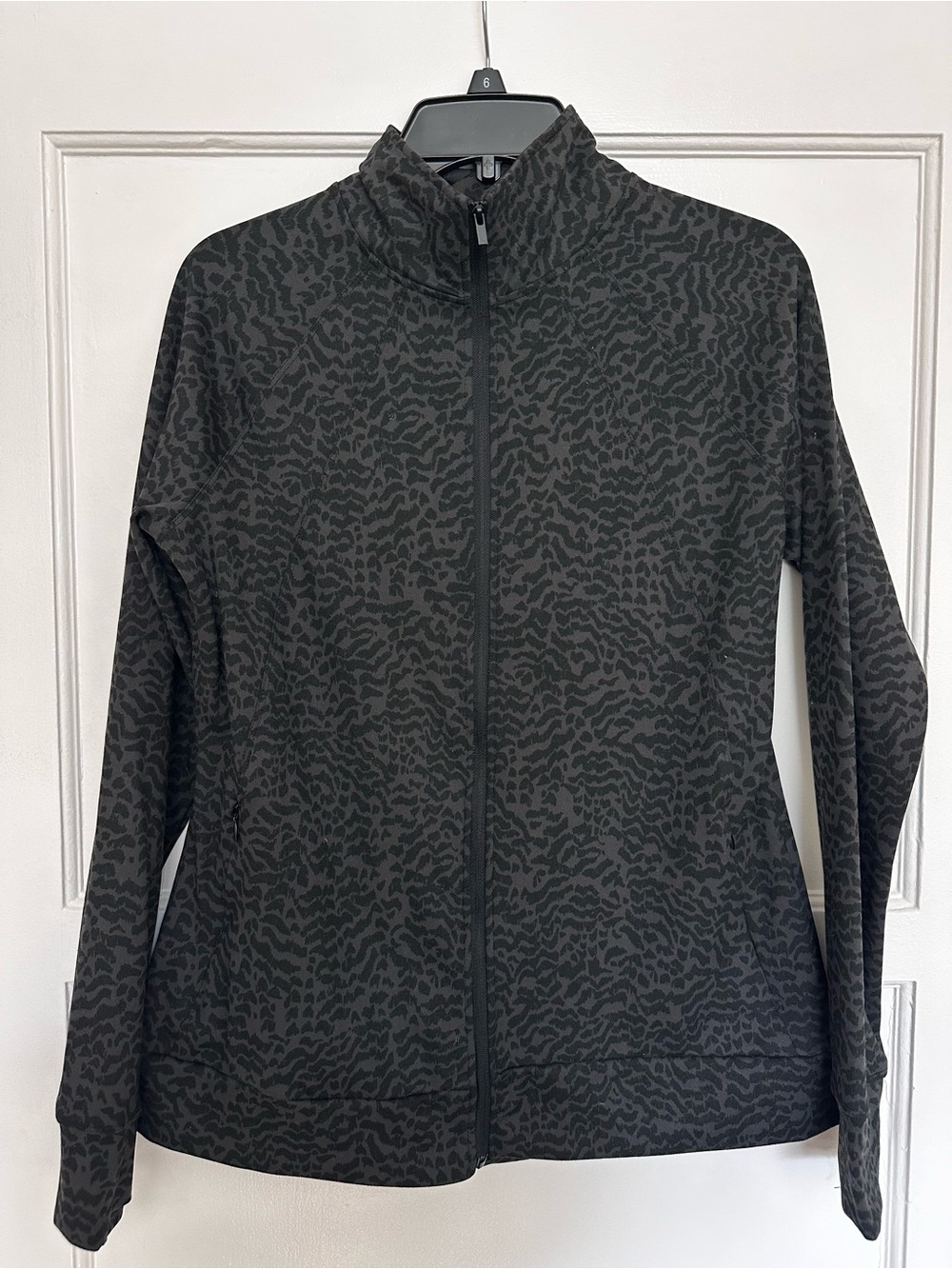 Jockey Black Charcoal Animal-Print Full-Zip Jacket